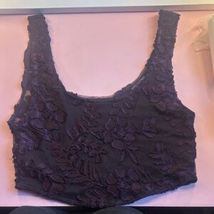 Elegant Purple Lace Crop Top